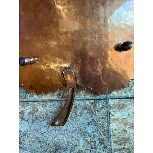 Vtg 1970's Solid Copper Hackberry Leaf Decorative Serving Dish Hand Hammered - Picture 9 of 10